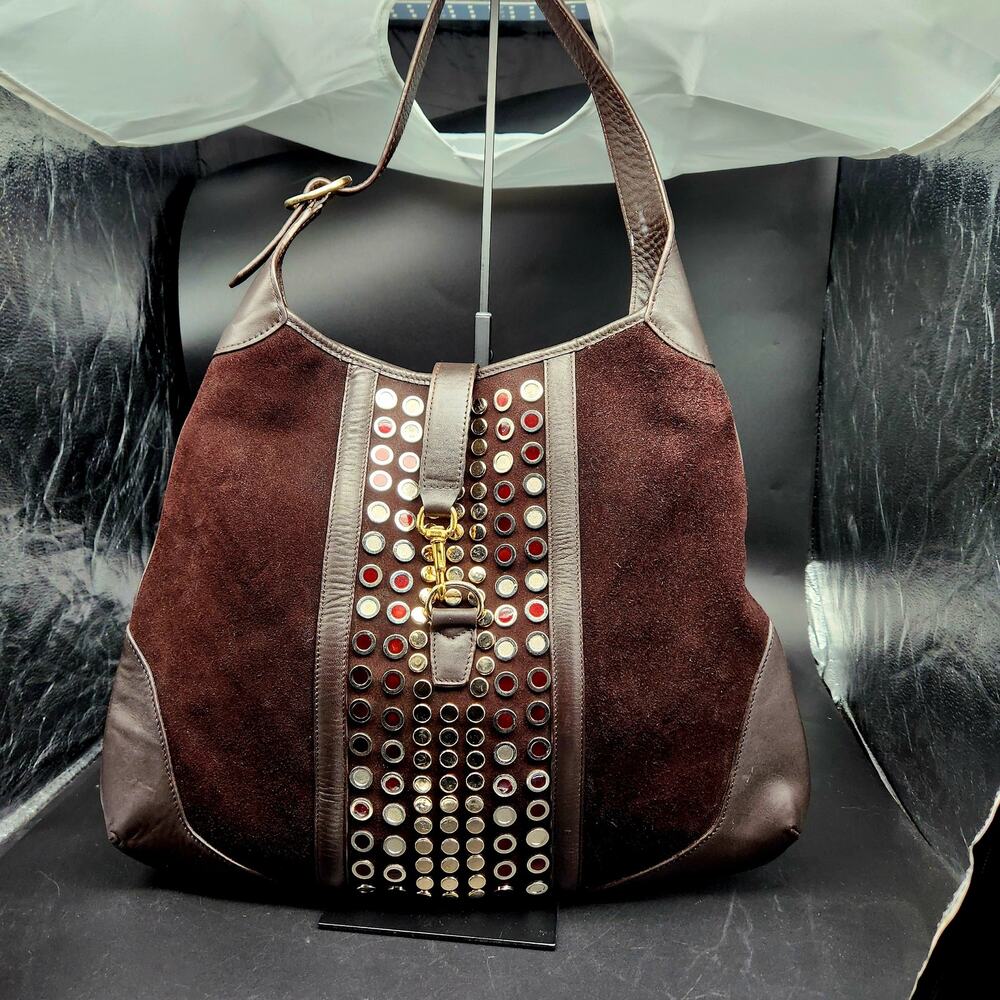 Vintage Gucci Jackie O. Bouvier Tom Ford Guccissima Bown Suede Leather Authentic